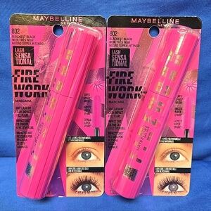 2pc Lot Maybelline #802 Blackest Black Lash Sensational Firework Mascara